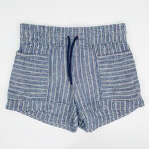 Athleta 3" Cabo Linen Shorts Blue White Stripe Women Size 2 Resort Cruise Beach